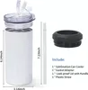 Gobelets refroidisseurs de canettes à Sublimation de 16OZ, adaptateur isolant de canette 4 en 1 avec couvercle anti-fuite, paille en plastique, en acier inoxydable