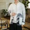 Herrjackor traditionella kinesiska kläder för män tang kostym plus size Hanfu kläder linne harajuku långärmad skjorta malemen's Men'smen's