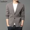 Style Brand Casual Fashion Slim Fit Stripe Classic Suit Män Strikkad Cardigan Jacka Koreanska Blazer Coats Män Kläder 220409