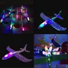 Led Flying Toys Lighted Gifts 48Cm Big Foam Plane Aircraft Hand Launch Throwing Airplane Glider Inertial Children Model 10 Pcs L4222099