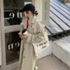 Women's Trench Coats Windbreaker Spring And Autumn 2022 Korean Loose Medium Length Lazy Wind Lapel Over Knee Coat