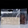 Reusable Clear Stand Up Bag Plastic Zipper Bags Flat Bottom Self Sealing Packaging for Tea Nuts Dried Fruit