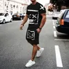 Summer Fashion Men's Set 2-delig shirt en shorts crew nek oversized casual Beachwear 3D printpatroon herentrendmerk 220607