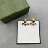 Shiny Colored Diamond Earrings Charm Tiger Head Rhinestone Eardrop With Stamps 2 Ways To Wear Colorful Crystal Dangler Gift Box