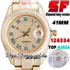 SF Laatste BL126334 A2824 Automatische Mens Horloge TW126303 EW116233 Diamond Inlay Blue Roman Dial 904L Steel Iced Out Out Diamonds Gold Armband Eternity Sieraden Horloges