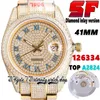 SF Dernier bl126334 A2824 Montre automatique pour homme tw126303 ew116233 Incrustation de diamants Cadran bleu romain Acier 904L Glacé Diamants Bracelet en or éternité Bijoux Montres