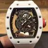 Luxury Mens Mechanics Watch Richa Milles Wristwatch Barrel Rm055 Fully Automatic Mechanical Fashion Hollow Ceramic Tape Men 90r5