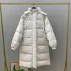 Qingwen nuovo piumino spesso donna lungo soprabito Parka 2022 inverno sciolto con cappuccio piumino d'anatra bianco giacca donna calda giacca casual L220725