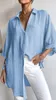 Women Button Down Shirts Linen Cotton Long Sleeve Blouses Tunic Tops Cover Up Shirt Loose Beach Bikini Dress