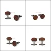 Cuff Link And Tie Clip Sets Cufflinks Clasps Tacks Jewelry French Shirt Round Wood For Mens Business Leisure Wedding Banquet Buckle G1126