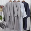Mulheres para dormir, estilo japonês adulto kiimoono pijamas algodão sólido para homens Haori Yukata Bathrobe Clothingwomen's Clothingwomen's