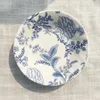 Classical Western Countryside Style Blue and White Dishes & Plates Elegant Flower Ceramic Dinner Plate Kitchen Plate BBQ Dessert Cake Dishe Pizza Fruit Tray