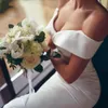 Elegante off-schouder zeemeermin zachte satijnen trouwjurken voor vrouwen 2022 Sweetheart veterloze Backless Bruid Jurken Robe de Mariee