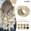 ZURIA Steil haar Mini Tape In Human Extensions Onzichtbare huid Inslaglijm Gemengde kleur 12quot16quot20quot 100 Natuurlijk R64916666205043