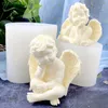 공예 도구 대형 3D 천사 실리콘 금형 수지 에폭시 장식을 만들기위한 수제 석고 촛불 금형
