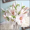 Dekoracyjne kwiaty wieńce imprezy świąteczne zapasy domowe ogród 1 PCE Silk Magnolia Oddział sztuczny wysokiej jakości fałszywy kwiat na majster