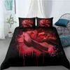 Red Rose King Rainha Duvet Capa do Dia dos Namorados Casal Casal Bedding Flor Conjunto de 2/3 PCs Love Heart Floral Soft Consolador