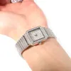 Lüks tam elmas saat kare altın saatler tasarımcı kadın moda kol saat