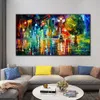 Abstract Landscape Lovers Rain Street Oil Painting Print On Canvas Nordic Poster Wall Art Picture For Living Room Home Decor