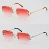 Nouveau modèle métal sans monture diamant coupe mode lunettes de soleil mâle CT00920 conduite lunettes C décoration haute qualité concepteur 18K or cadre UV400 lunettes de soleil femme taille 58