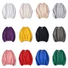 Kadınlar katı oneck uzun kollu kapüşonlu sweatshirt moda bayanlar sokak kıyafeti sarkma kazak jumper üstler 13 renk 220816