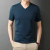 Мужские футболки высокий бренд с короткими рукавами чистого цвета Мужская одежда 2022 Высококачественная хлопчатобумажная футболка Топ V-образный выстрел