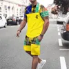 Summer Streetwear Men Set Tracksuit For Man Overdimensionerad kläddräkt Abstract Tryckt T -skjorta Shorts Sportkläder Mens 2 -stycken Dräkt 220726
