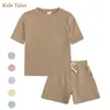 Teuter jongens meisjes zomer sport kleding kinderen solod kleur katoen casual crewneck shorts shorts shorts shorts voor kinderen van korte mouwen kinderen outfits 220620