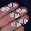 Wedding Rings Geometric Heart Square Charm Iced Out Bling 5A CZ Women Ring Top Quality Open Adjusted Finger Jewelry