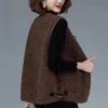 Kadın Yelekleri Kadınlar Sonbahar Ceketler Sıradan Düğme Cepler Dış Giyim Vintage Kış Kilsiz Kabarık Katlar Kuzu Luci22