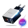 3A QC3.0 Mobiltelefon 12W Charger 5V/9V/12 Fast American Standard Head Travel Charing Wire Ritning