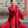 Ethnic Clothing Red Tai Chi Uniform Martial Arts Clothes Embroidery Performance Costumes Chinese Folk Morning Sportswear Outfit TA20