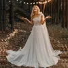 One Shoulder Pearls Beading Wedding Dresses Plus Size White Formal Pregnant Bridal Gowns Elegant Garden Wedding