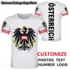 Camiseta de Austria, nombre personalizado gratis, número, negro, blanco, camiseta para hombre, camiseta de manga corta, suelta, cuello redondo, ropa de verano para hombre 220616