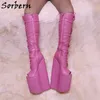 Sorbern 30Cm Extreme High Heels Boots Hasta la rodilla Hebilla Correas Cuñas Crossdresser Shoes Fetish Drag Queen Boot Platform Tacón