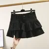 Gemutlich Kadınlar Denim Mini Seksi Etek Kot Yüksek Bel Japonya Tarzı Ruffles Pileli Kısa S-9XL 38 40 220317