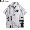 Donker icon vintage straatheren shirts shirts korte mouw zomer dun materiaal Hawaiiaans shirt man blouse mannelijke top 220712