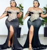 2022 plus size arabic aso ebi preto sereia vestidos de baile sexy com renda de renda à noite festa formal em segunda recepção noivado de aniversário vestido de dama de honra