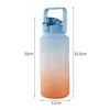 2L Large Capacity Water Bottle Straw Cup High Temperature Plastic Water Cup Time Scale Frosted Outdoor Sports Student Couple Cup F05310A1