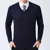 Heren truien modemerk trui trui pullover v nek slanke fit jumpers breien dikke warme herfst Koreaanse stijl casual kleding mannen