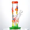 Multi estilos Hookahs 3d cogumelo coruja brilho na escuridão percolador bongo de vidro 18mm fêmea junta straight perc plataformas com bacia difusa dowstem