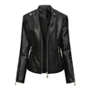 PU Faux Cuir Veste Femmes Slim Fit Mode Zipper Casual Biker Vestes Outwear Femme Tops Printemps Automne En Cuir Manteau L220801