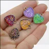 Pendant Necklaces Pendants Jewelry Stainless Steel Love Heart Druzy Stone 1M Bling Heart-Shaped Charm For Neckla Dhvvy