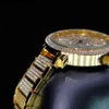 MISSFOX Herrenuhr mit großem Zifferblatt und großen Zahlen, Diamant, ganz aus Gold, Reichtum, Luxusuhr, superglänzende Gentleman-Quarz-Armbanduhr für Herren