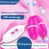 NXY vibrators Krachtige USB-lading Dubbele vibrerende Ei 12 Snelheid Clitoris Stimulator G-spot Vaginale Massager Bullet Vibrator Seksspeeltjes voor Dames 0407