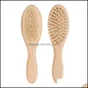 Hårtillbehör 2st/ Set Natural Wood Comb Brush Care Kids Mas Baby Kit Pure Safety Material för ditt MXHOME DH0th