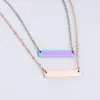 Blank Bar Pendant Necklace Stainless Steel Gold Rose Gold Silver Charm Pendants Jewelry For Buyer Own Engraving