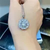 Łańcuchy zdane testu diamentowego okrągły naszyjnik moissanite 925 srebrny srebrne kobiety moda Temperament Company Dinner Party Biżuterchy