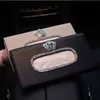 Moda Crown Crystal Box Słońce skórzana torba auto tkanek Sunvisor wisząca uchwyt na serwetkę do akcesoriów samochodowych 210326