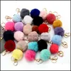 Porte-clés Bijoux Belles Porte-clés Femmes Pom Poms Faux Rex Fourrure De Lapin 8Cm Chaînes À Billes Fille Sac Accrocher Anneau De Voiture Pendentif Drop De Dh0R9